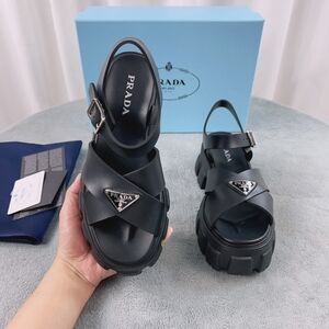 Prada Monolith Black Sandals Size 37